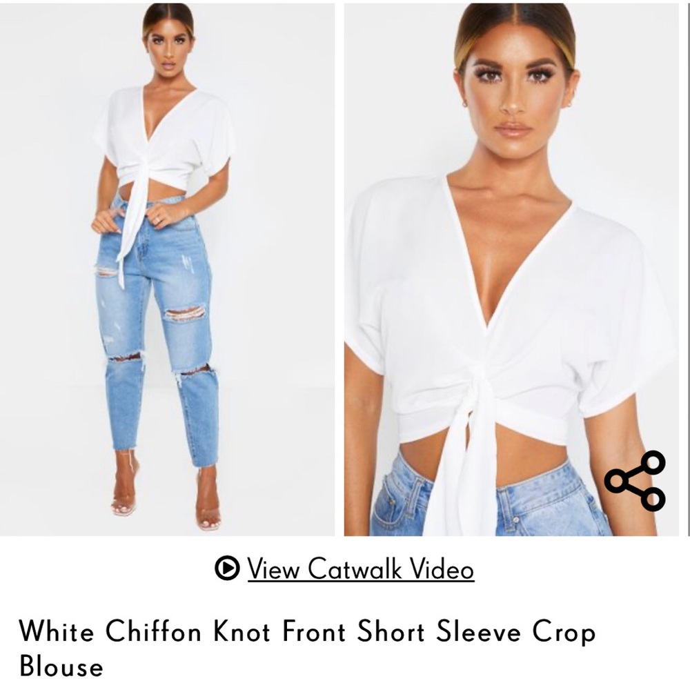 SOLD NWT PLT white tie front crop blouse